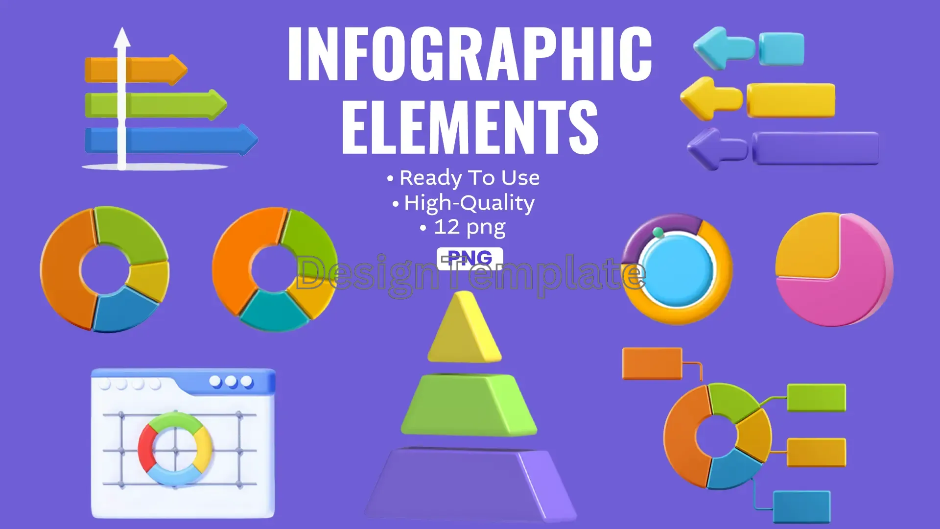 Colorful 3D Infographics Elements Set